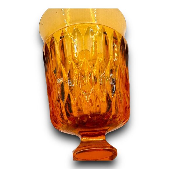 Vintage Mt. Vernon Amber Goblets Indiana Glass 5.5" Tall Honeycomb Mint MCM - Picture 8 of 9